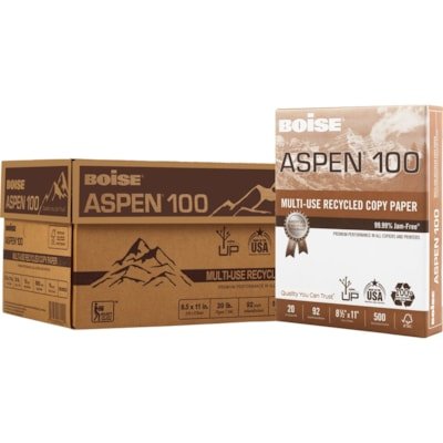 Boise Paper ASPEN Copy and Multipurpose Paper - 92 Brightness - Letter - 215.90 mm x 279.40 mm - 9071.85 g Basis Weight - Smooth - Acid-free Jam-free - Bright White - 500 / Sheet