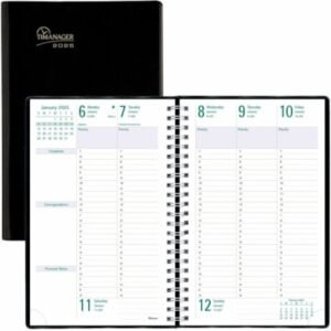 Blueline Timanager 13-Month Weekly Planner 238.13mm x 152.40mm Black