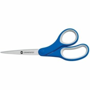 Grand and Toy Premium Blue  Bent Scissors - Left/Right - Stainless Steel Precision-ground Blade - Blunted Tip - Blue - 1 / Each