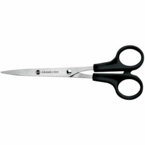Grand & Toy  Straight Stainless-Steel Scissors Black - Left/Right - Stainless Steel - Straight Tip - Black - 1 / Each