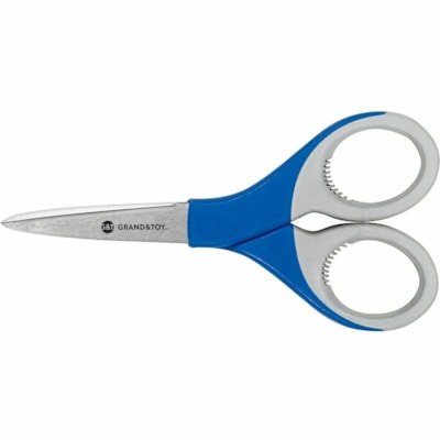 Grand and Toy Premium Straight Scissors - Left/Right - Stainless Steel Precision-ground Blade - Straight Tip - Blue - 1 / Each