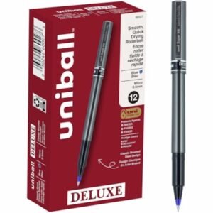 uniball(tm) Deluxe Rollerball Pens - 0.5 mm Micro Pen Point - Blue Ink - Gray Barrel - 1 Each